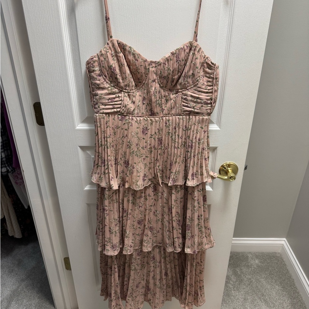 Lulu's Blush Floral High Low Dress